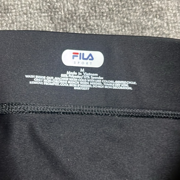 Fila Sport Women Black Gray Yellow Active Pants Leggings Yoga Sz M - Picture 5 of 5